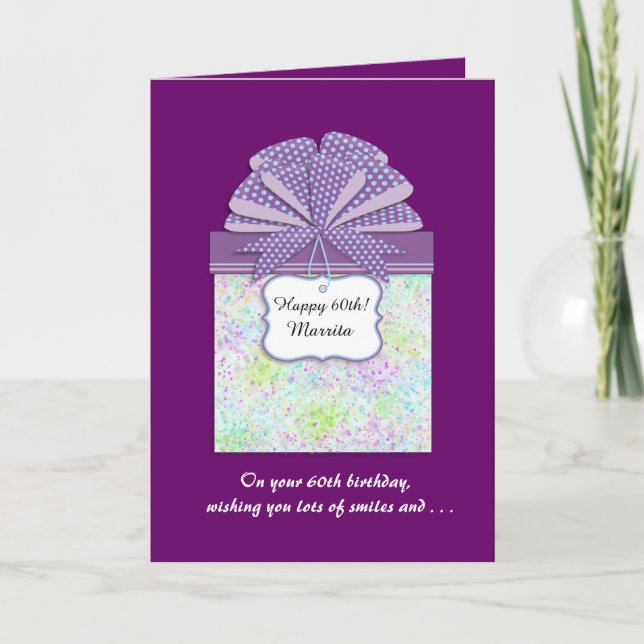 60th for Her Customized Birthday Greeting Card (Front)
