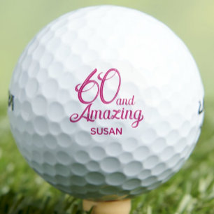 60th Gift for Mom Pink Script Amazing Golf Balls
