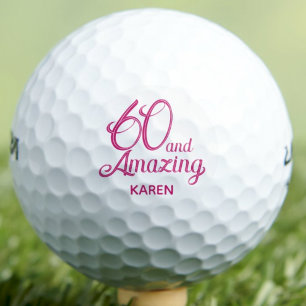60th Gift for Sister Pink 60 and Amazing Golf Balls