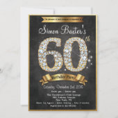 60th Gold Diamond Chalkboard Birthday Invitation (Front)