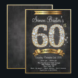 60th Gold Diamond Chalkboard Birthday Invitation<br><div class="desc">60th Gold Diamond Sparkle Bling Chalkboard Faux Gold Metallic Birthday Invitation</div>