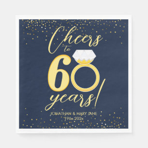 60th Gold Wedding Anniversary Cheers Napkins