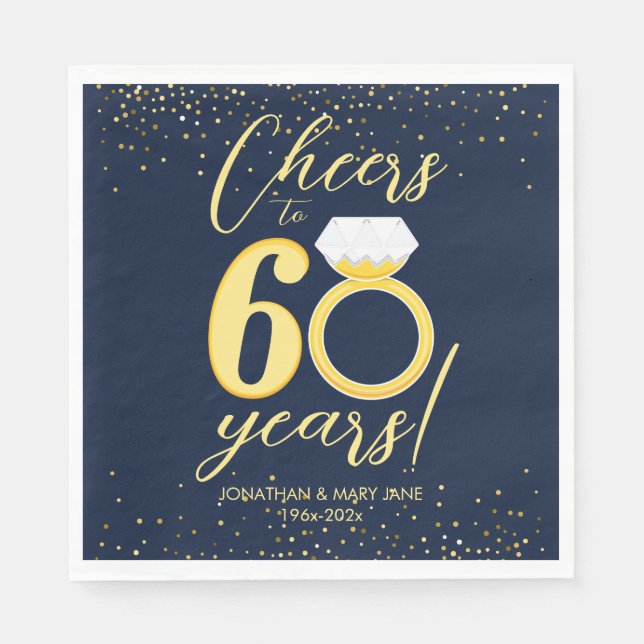 60th Gold Wedding Anniversary Cheers Napkins (Front)