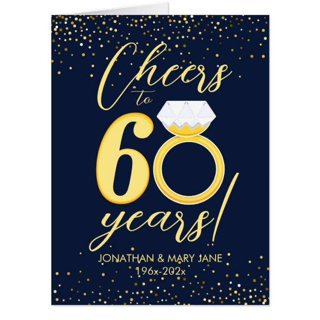 60th Gold Wedding Anniversary Oversized Card (Front)