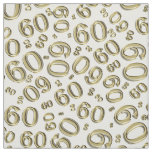 60th  Gold &amp;  White Random Number Pattern 60 Fabric