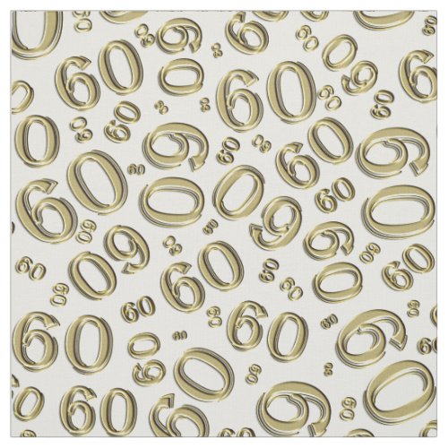 60th  Gold   White Random Number Pattern 60 Fabric
