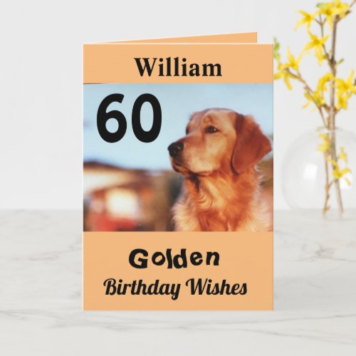 60th Golden Birthday Wishes Golden Retriever Dog Card