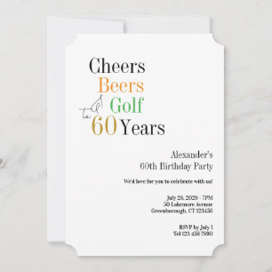 60th Golf Birthday Cheers and Beers Minimal Invitation