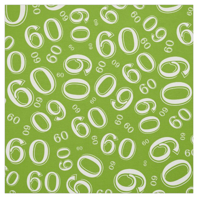 60th Green/White Random Number Pattern 60 Fabric (Swatch)