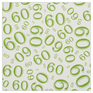 60th Green & White Random Number Pattern 60 Fabric