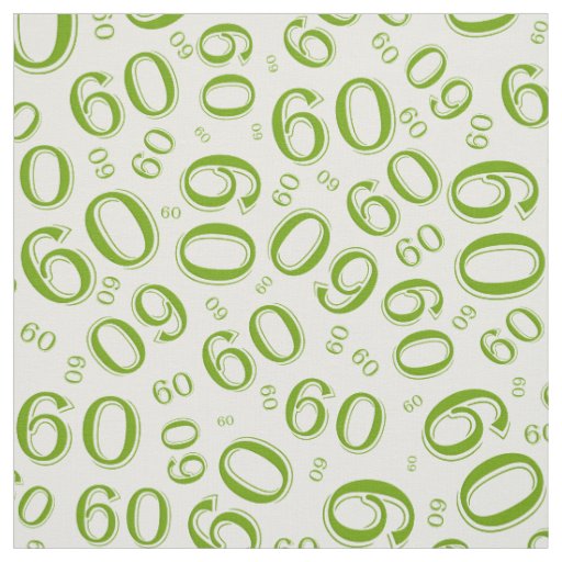60th Green & White Random Number Pattern 60 Fabric