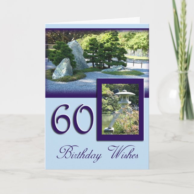 60th Happy Birthday Card - Japanese garden (Front)