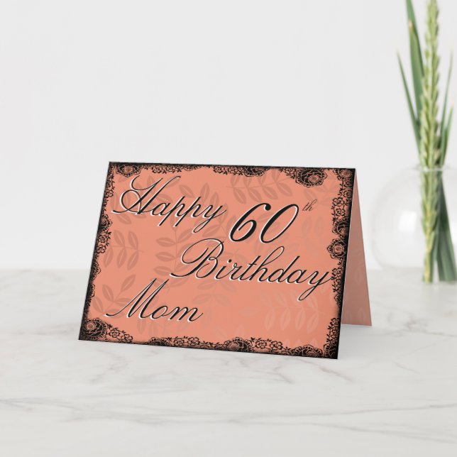60th Happy Birthday Card - Peach Floral (Front)