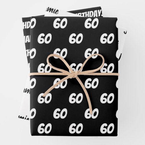 60th Happy Birthday Custom Name Wrapping Paper