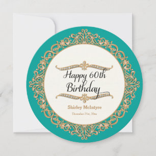 60th Happy Birthday Party Celebration Round Invite
