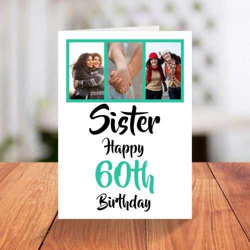60th happy birthday sister photo collage Card