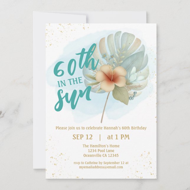 60th In The Sun Summer Birthday Invitation (Front)