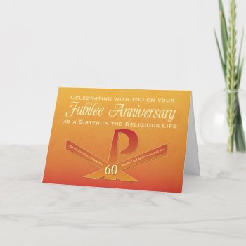 60th Jubilee Anniversary Nun Pax Cross  Orange And Card by Religious_SandraRose at Zazzle