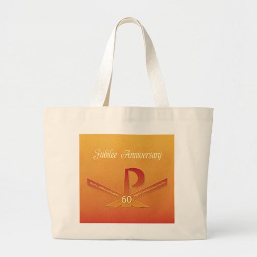 60th Jubilee Anniversary Nun Pax Cross Orange Large Tote Bag