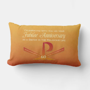 60th Jubilee Anniversary Nun Pax Cross, Orange Lumbar Pillow