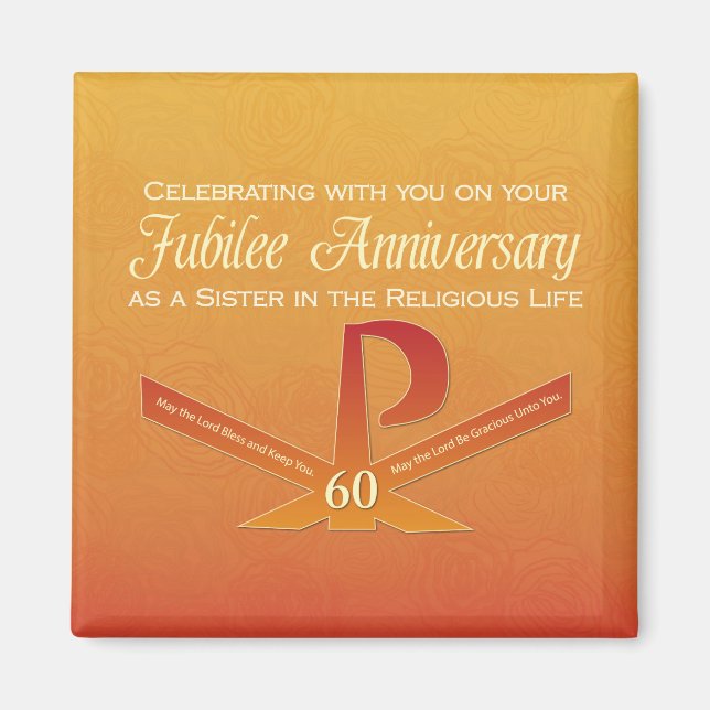 60th Jubilee Anniversary Nun Pax Cross, Orange Magnet (Front)