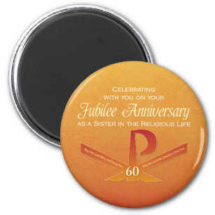 60th Jubilee Anniversary Nun Pax Cross, Orange Magnet