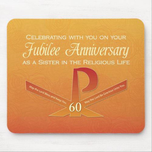 60th Jubilee Anniversary Nun Pax Cross Orange Mouse Pad