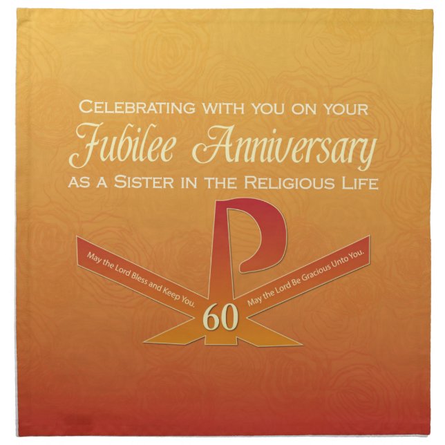 60th Jubilee Anniversary Nun Pax Cross, Orange Napkin (Front)