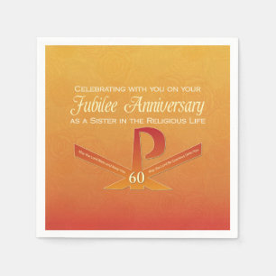 60th Jubilee Anniversary Nun Pax Cross, Orange Napkins