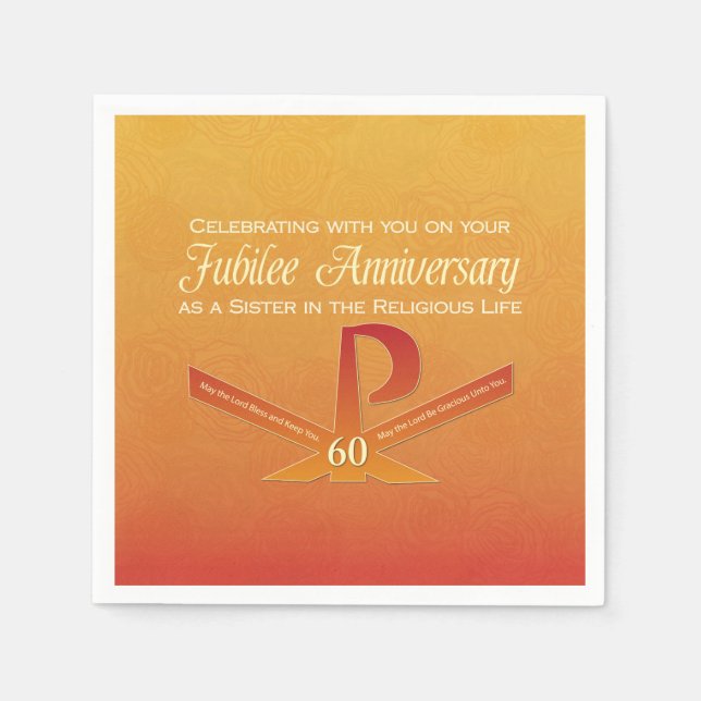 60th Jubilee Anniversary Nun Pax Cross, Orange Napkins (Front)