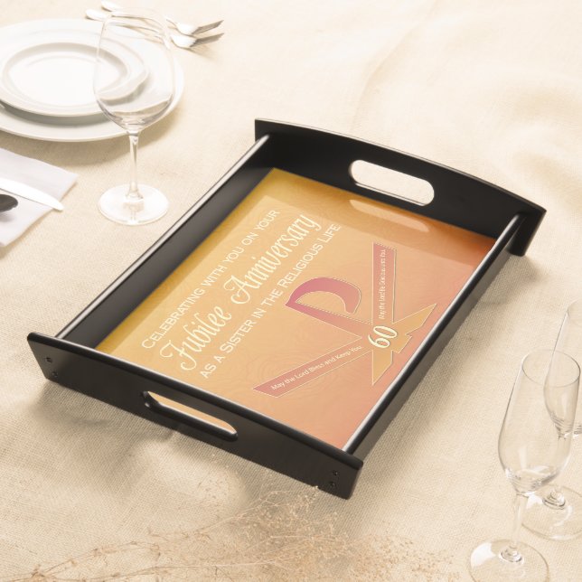 60th Jubilee Anniversary Nun Pax Cross, Orange Serving Tray (Front)