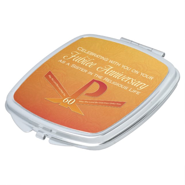 60th Jubilee Anniversary Nun Pax Cross, Orange Vanity Mirror (Turned)