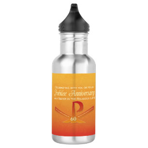60th Jubilee Anniversary Nun Pax Cross, Orange Water Bottle