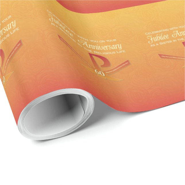 60th Jubilee Anniversary Nun Pax Cross, Orange Wrapping Paper (Roll Corner)