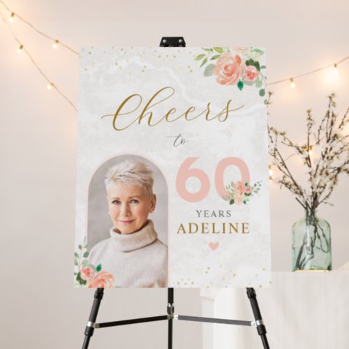 60th Ladys Birthday Elegant Pastel Floral Welcome Foam Board