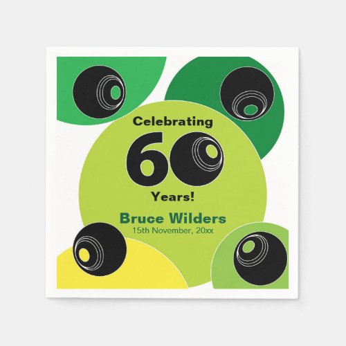60th Lawn Bowls Barefoot Bowling Birthday Party Napkins