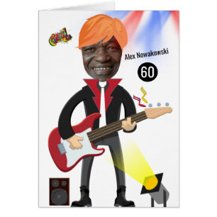 60th Mens 🎸🤣 Birthday Guitar Funk Rockstar Funny Cards