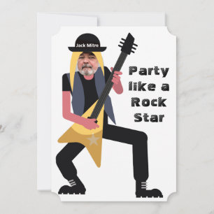 60th Mens 🎸🤣 Rockstar Birthday Guitar Funky Fun  Invitation