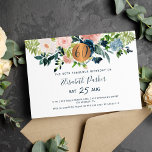 60th Modern navy flowers watercolor birthday party Invitation<br><div class="desc">Blush pink, ivory white, peach and navy blue bohemian peony roses bouquets with sage greenery foliage and a round faux metallic gold copper glitter circle making a modern glam horizontal feminine milestone sixty and fabulous birthday party invitation with a trendy chic fully editable typography script. Suitable for any season garden...</div>