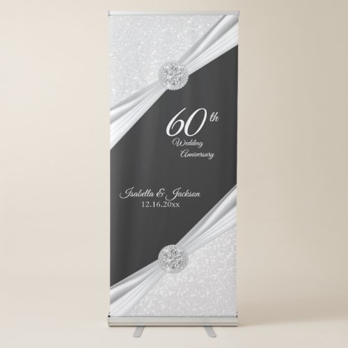 60th or 75th Diamond Glitter Anniversary  Retractable Banner