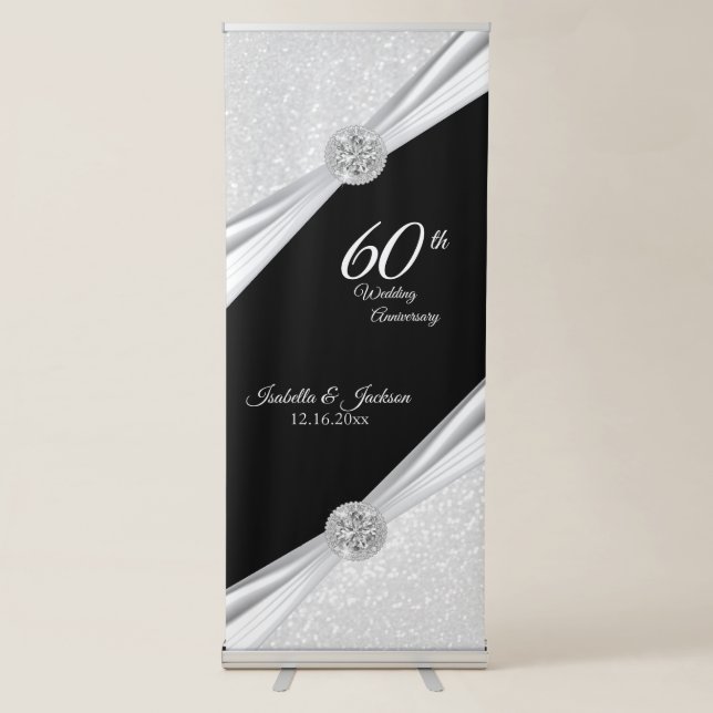 60th or 75th Diamond Glitter Anniversary  Retractable Banner (Front)