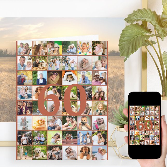 60th or Any Age Photo Collage Big Birthday Card (Creator Uploaded)