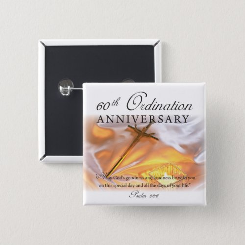 60th Ordination Anniversary Cross Candle Button