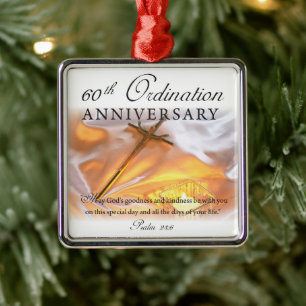 60th Ordination Anniversary, Cross Candle Metal Ornament