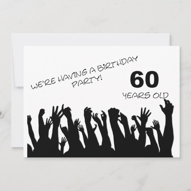 60th party invitation with cheering crowds (Front)