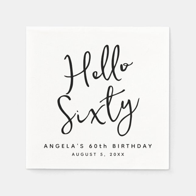 60th party paper decoration, elegant calligraphy  napkins (Front)