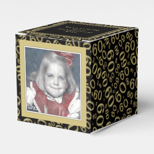 60th Photo Keepsake _ BlackGold  Number Pattern Favor Boxes