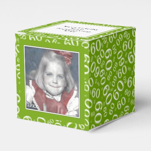 60th Photo Keepsake _ GreenWhite  Number Pattern Favor Boxes