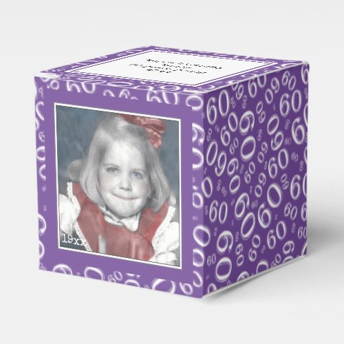 60th Photo Keepsake _ PurpleWhite  Number Pattern Favor Boxes