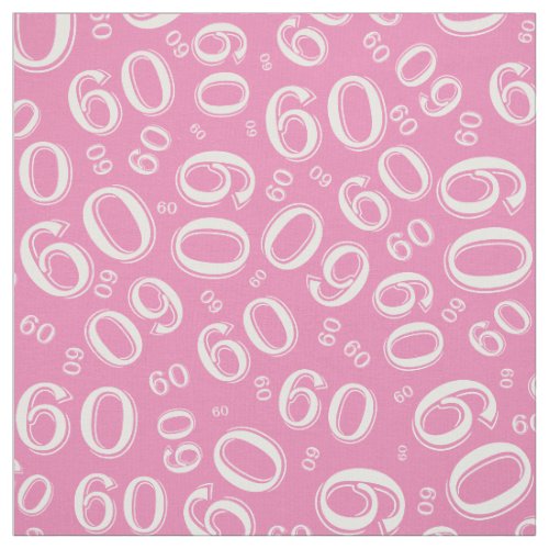 60th  Pink  White Random Number Pattern 60 Fabric